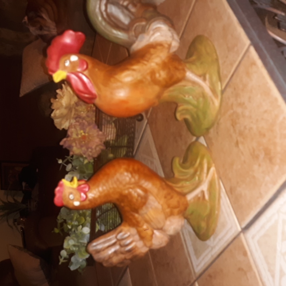 Vintage Rooster & Hen figures